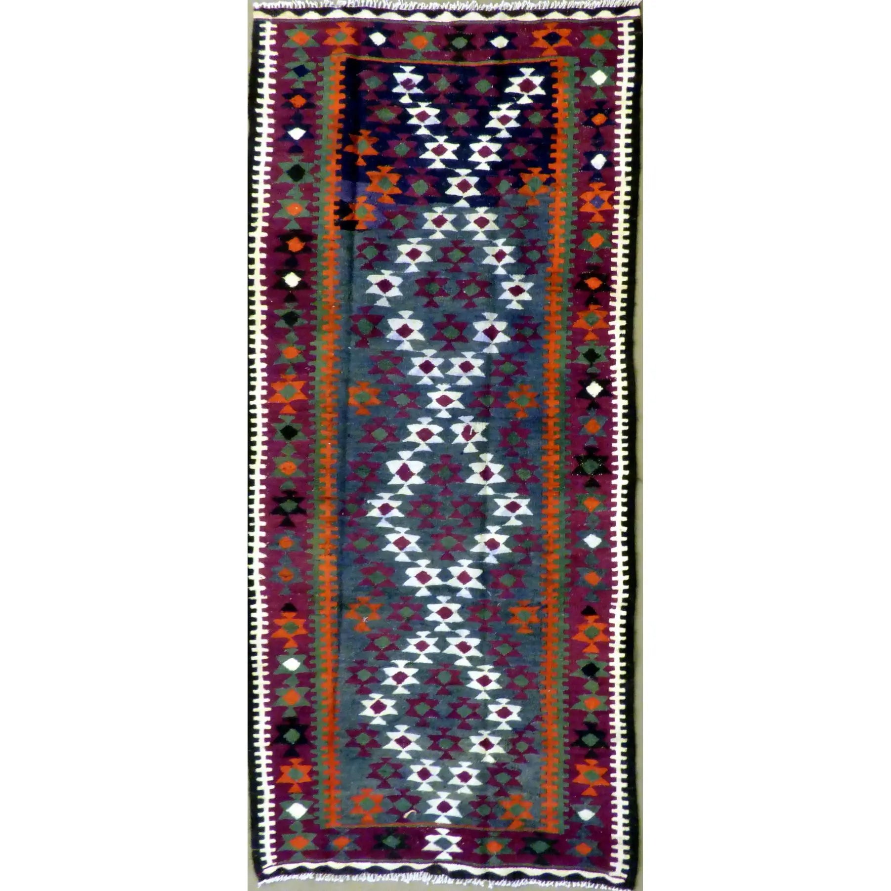 One Of The Kind Authentic Hand-Knotted Sanandaj Vintage Kilim 8'6" X 4'1"